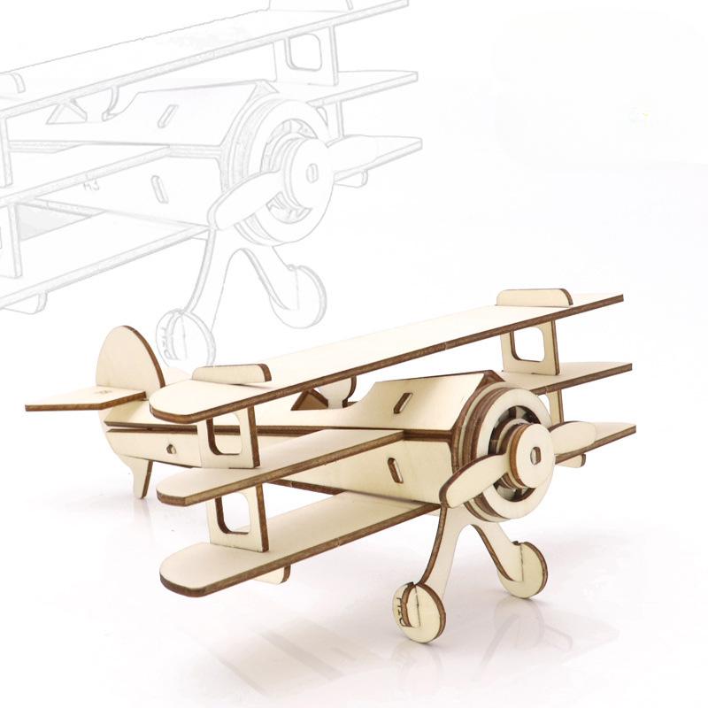 1PC Children's Primary Assembly Model Handmade Wood Aircraft Aerospace Simulation Three-dimensional Puzzle Puzzle Wooden Toy
