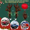 16.7 Inch Dark Brown Christmas Reindeer Car Kit - Reindeer Car Kit With 4 Adorable Car Seat Santa Hat, Christmas Decorations Perfect For Various Car