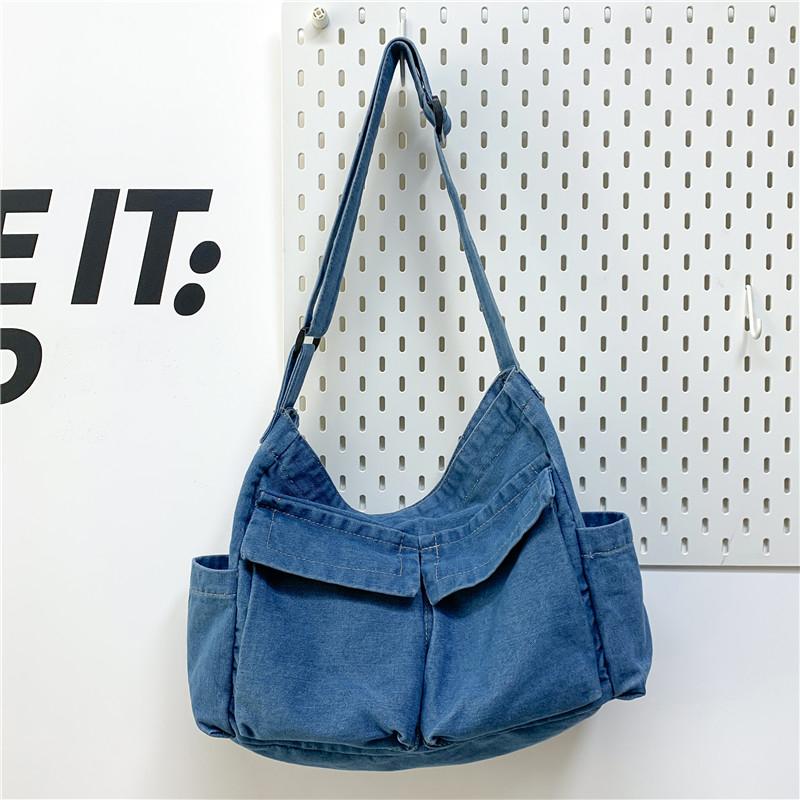 Джинсовая сумка Женская большая вместительная сумка через плечо Студенческая сумка через — фото 14