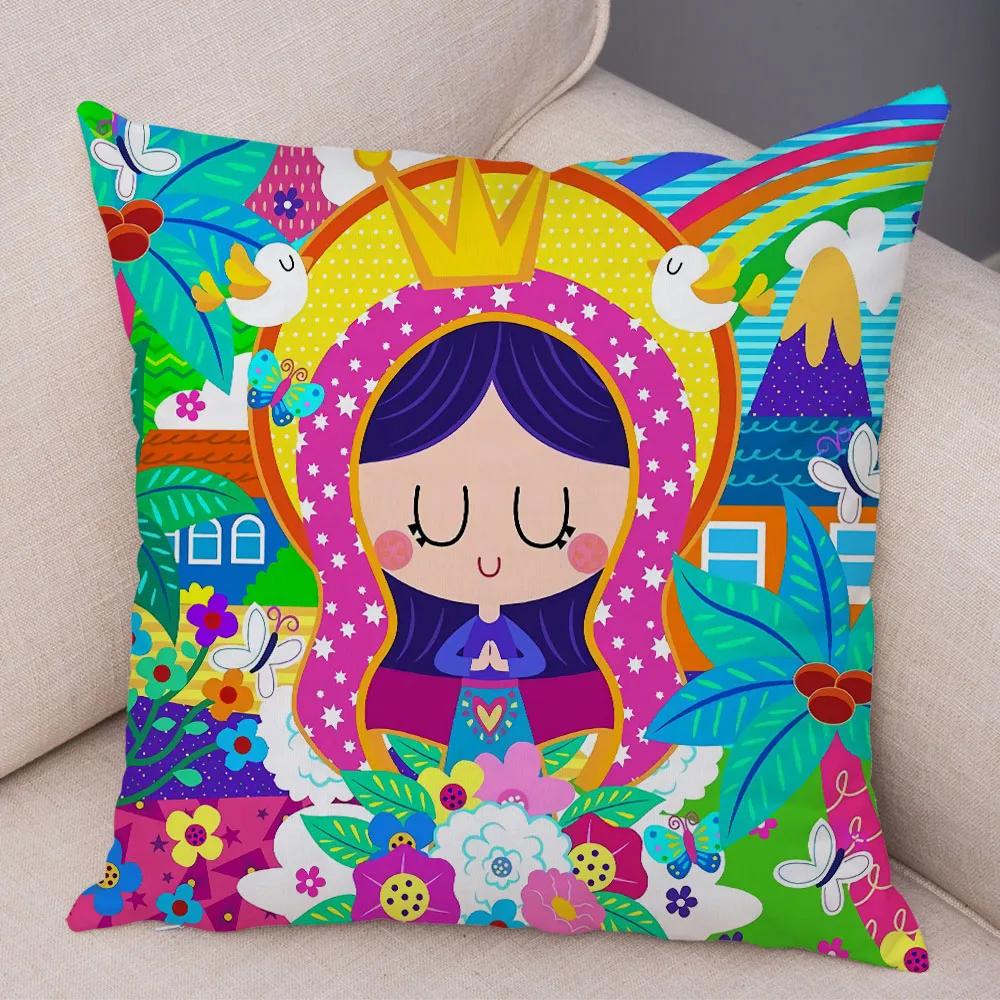 Jungfrau Maria Kunst Kissenbezug Dekoration Kawaii Cartoon Kinder Sofakissenbezug Zuhause Auto