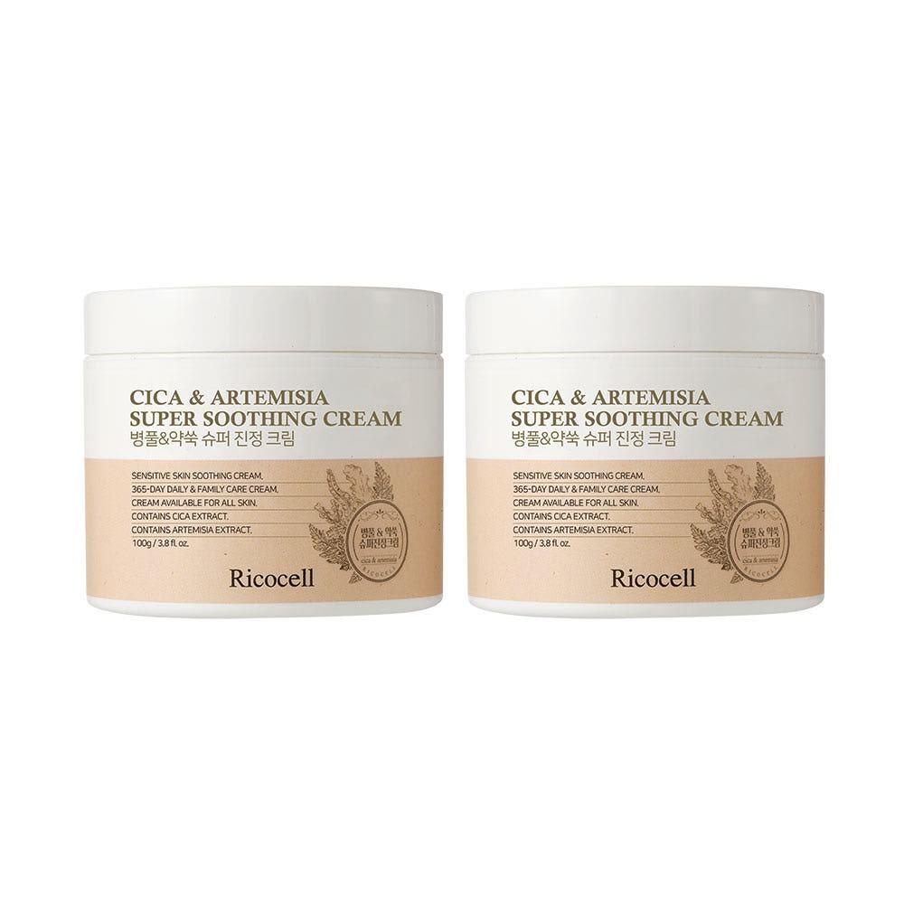Ricocell Centella & Mugwort Super Soothing Cream - Barrier Strengthening & Hydrating Face Moisturizer (100ml x 2ea)