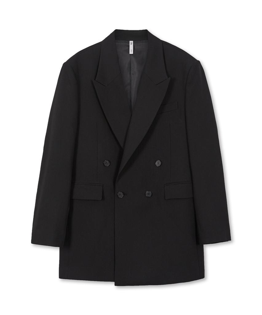 West Grand Boulevard Libre Oversized Wool Blended Double Blazer Black