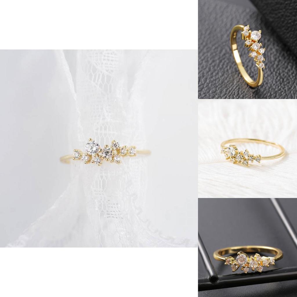 Stunning 18k Gold Plated Floral Ring Featuring Sparkling Diamonds In Multiple Sizes