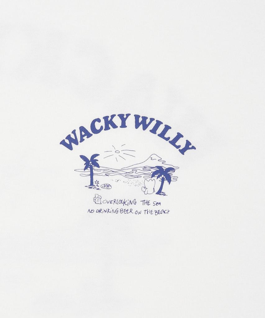 WACKY WILLY Beach Graphic Vacation Short Sleeve T-Shirt White