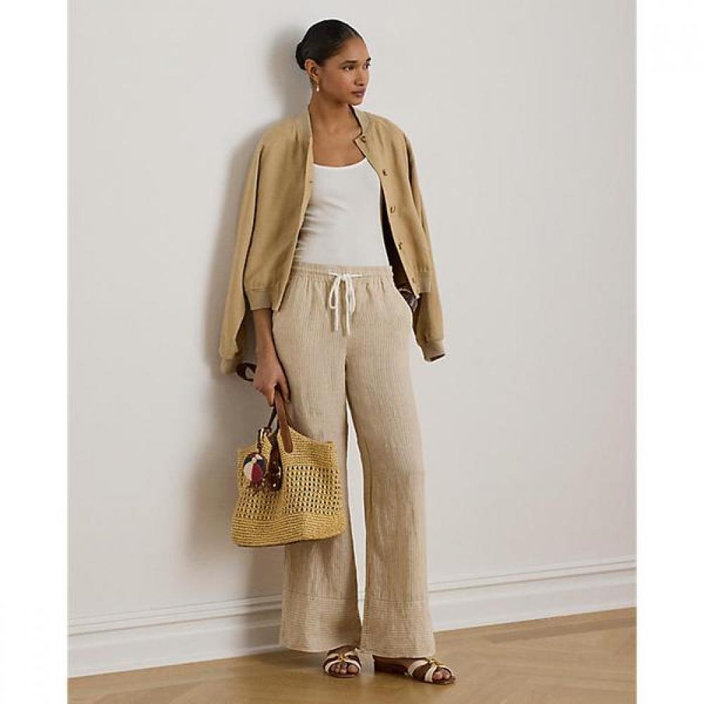 Lauren Ralph Lauren Wide Leg Pants Stripe Linen Wmlrpntsbv20342200 S