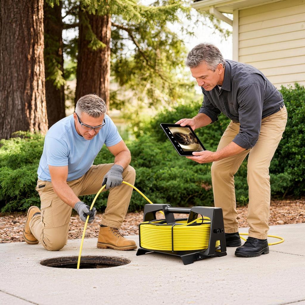 2026 Upgraded Sewer Camera with WiFi, 30m Drain Pipeline Camera, IP68 Snake Plumbing Cameras with Light- 12 LEDS, Wireless WiFi Connectivity to