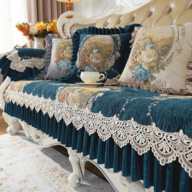 European Style Sofa Cushion Anti Slip Season Universal High-end Anti-slip Sofa Cushion Luxurious Cover Cloth Cushion Seat Towel