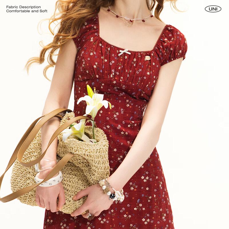 unifree Summer Floral Bow-Knot A-Line Dress