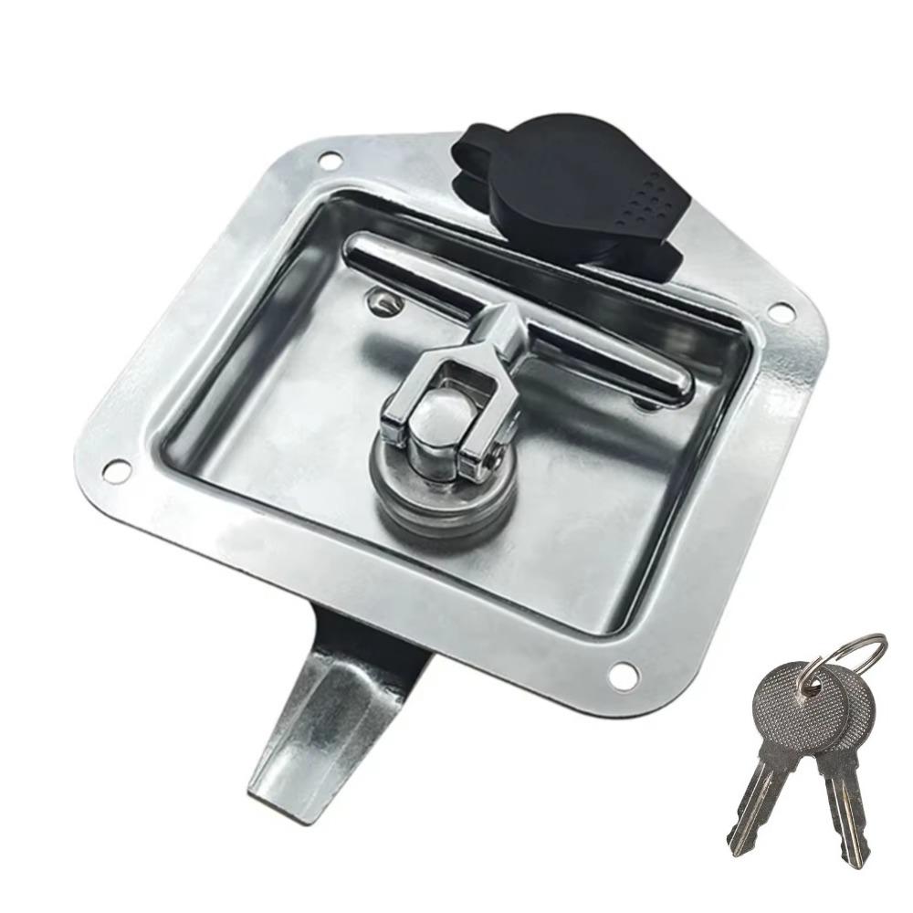 

Black T-handle Lock Heavy Duty Trailer Door Lock Secure Tool Stainless Steel Lock Trailers серебряный