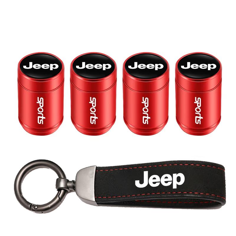 Car Tire Wheel Valve Caps Cover Suede Car Key Chain Ring Keychain For Jeep Grand Cherokee Wrangler JK Gladiator Compass Patriot