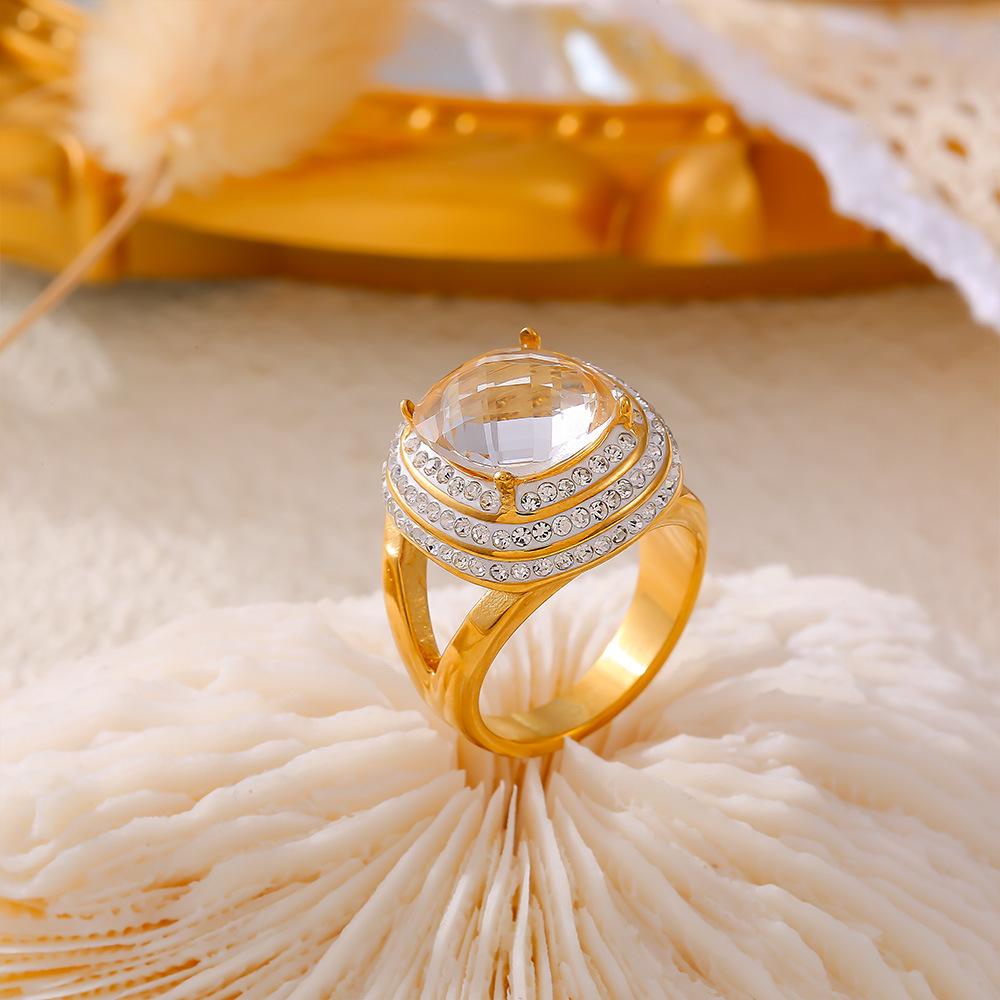 

18k Gold-Plated Geometric Zircon Multi-layer Ring for Women Size 8