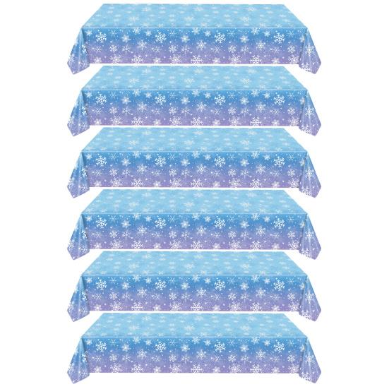 3/6 Pack Christmas Tablecloth Winter Holiday Snowflake Dining Tablecloth Plastic Disposable Table Cover for Christmas Party Decoration