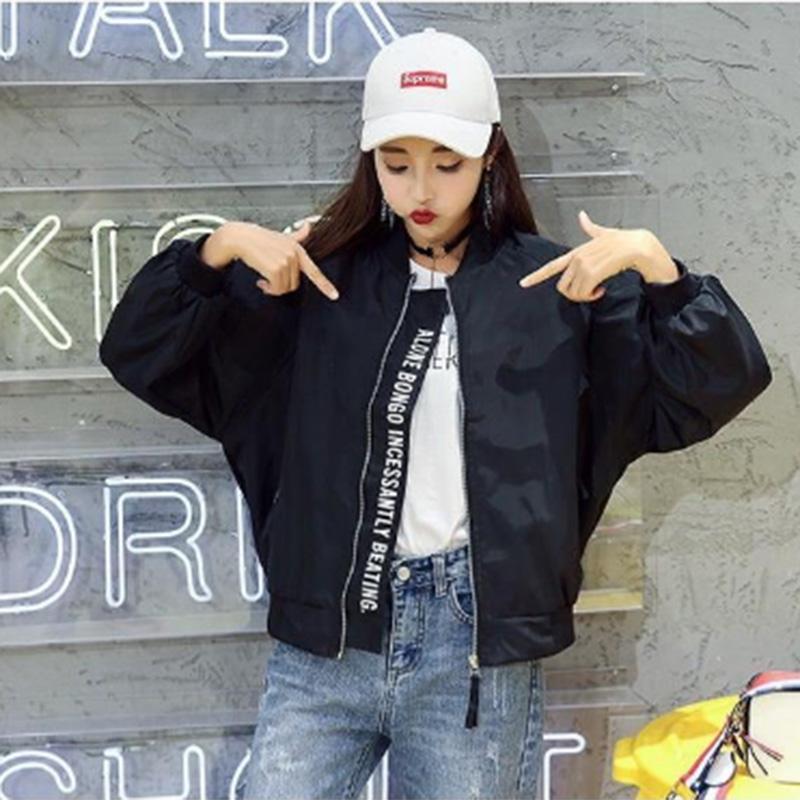 Baseball Uniform Kurze Jacke Einfarbig Reißverschluss Sport Casual All-Match Jacke Damen Top