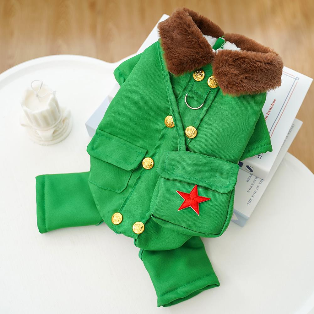 Dog Clothes Pet Clothing Medium-sized Dogs and Cats Can Be Traced To Keep Warm In Autumn and Winter Northeast Cold-proof Cotton Military Coat Supplies