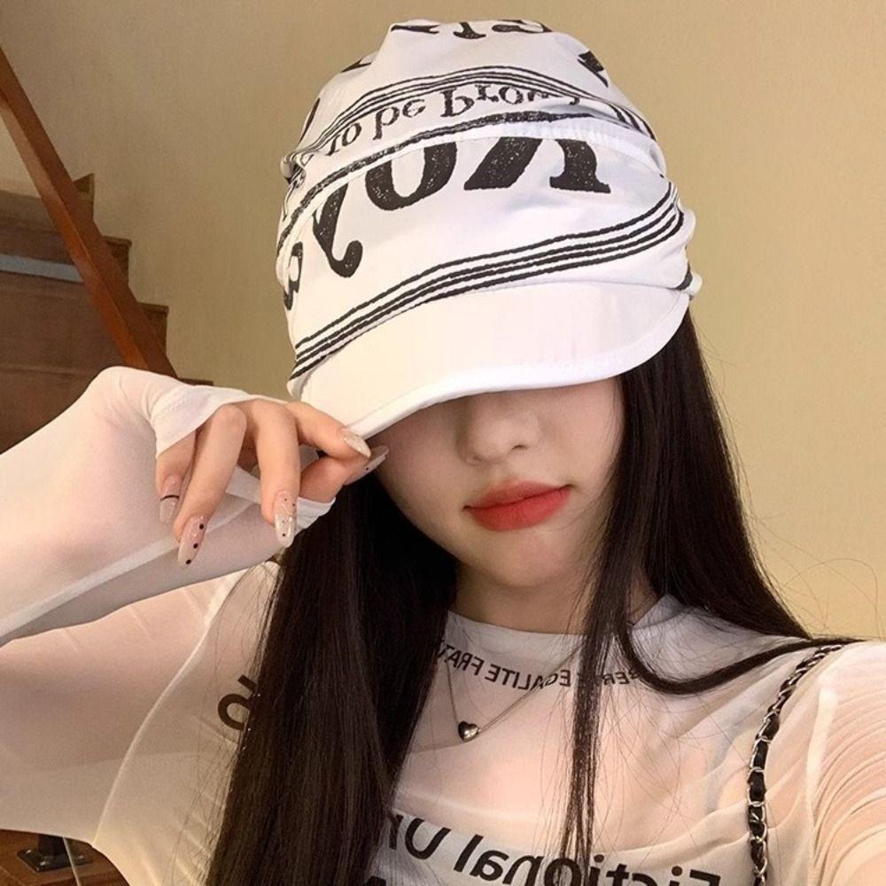 Cotton Letter Baseball Cap Korean Style Strappy Scarf Hat Fashion Letter Headscarf Hat  Summer