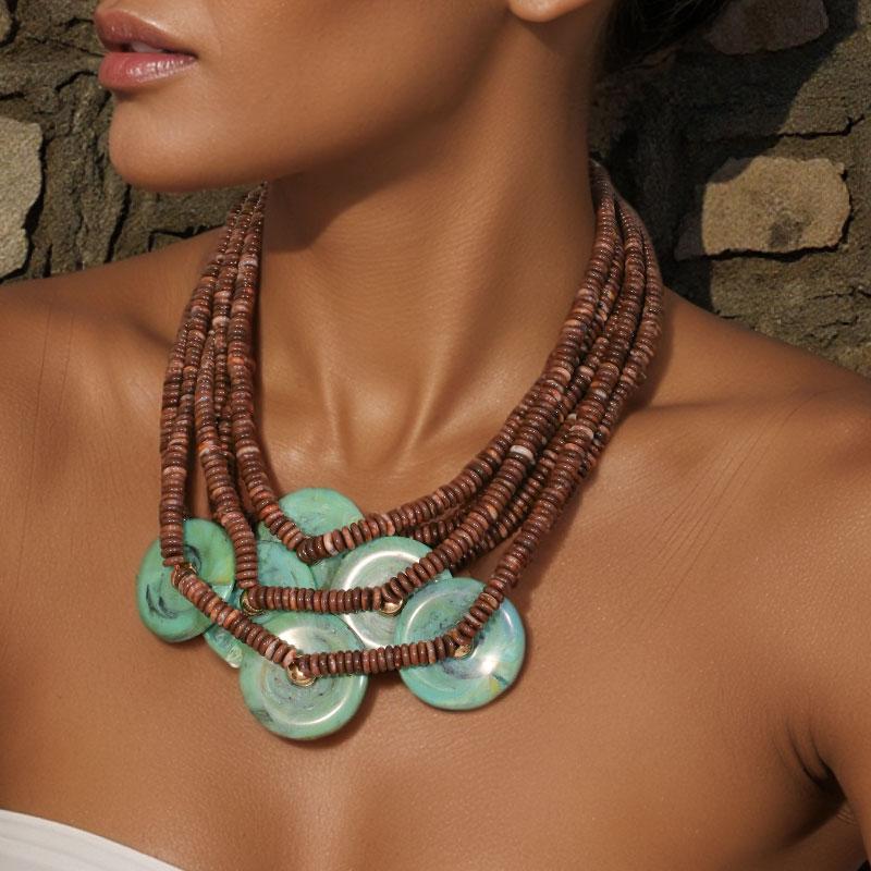 Statement Vintage Beads Necklace Handmade for Woman Girl Trendy Vintage Wedding Party Jewelry