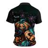 Men's Halloween Short Sleeve Casual Shirt with Turn Down Collar