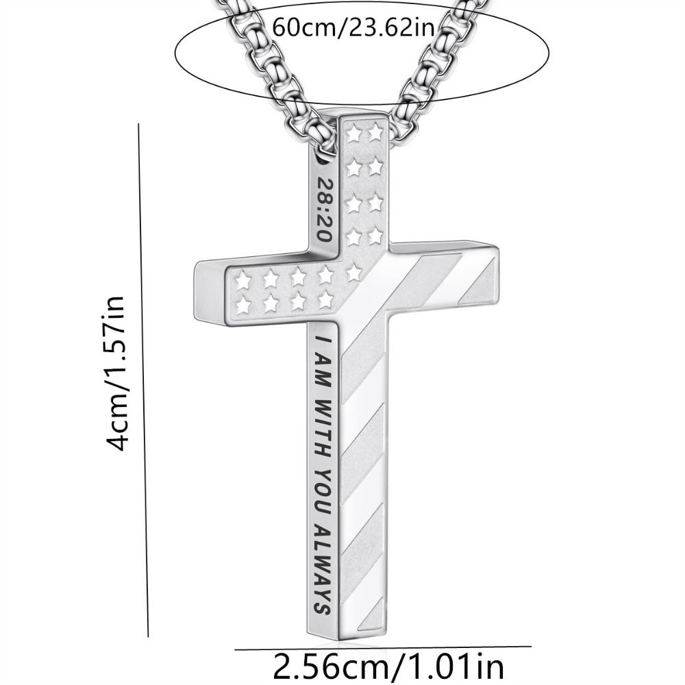 Stylish Titanium Steel Christian Cross Devout Elegant Bible Verse Inspirational Faith Flag Pendant Gifts