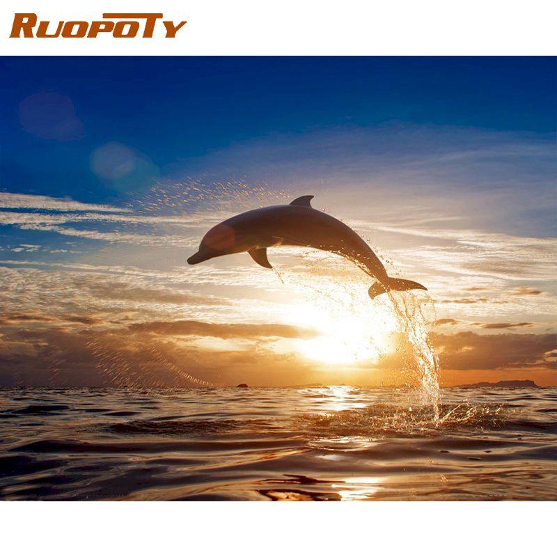 RUOPOTY Frameless Landscape Oil Painting Picture Diy Painting By Numbers Wall Art Canvas By Numbers For Home Decors Artwork 40x50CM