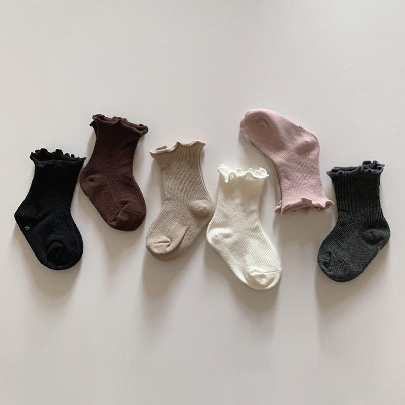 Korean Newborn Baby Socks Spring Autumn Infant Casual Sock Simple Solid Color Comfortable Cotton Kids Princess Socks