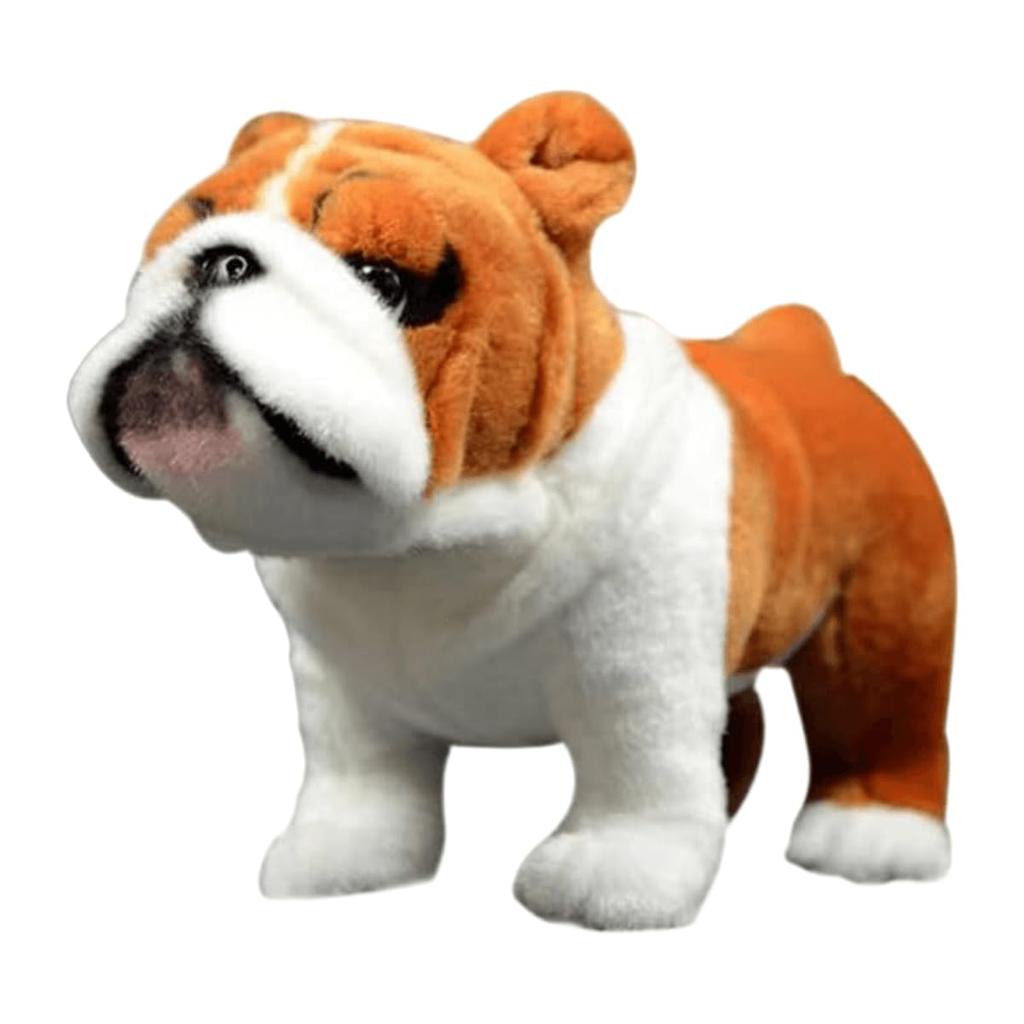lilizzhoumax Bulldog Plush Realistic Dog Stuffed Super Soft Plush Toy for Kids Home Decor Brown and Toy, Animal, Girls, (Brown 11.8 inches), White.