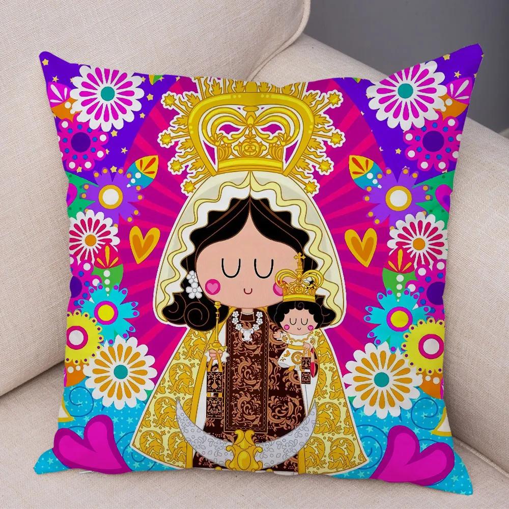 Jungfrau Maria Kunst Kissenbezug Dekoration Kawaii Cartoon Kinder Sofakissenbezug Zuhause Auto