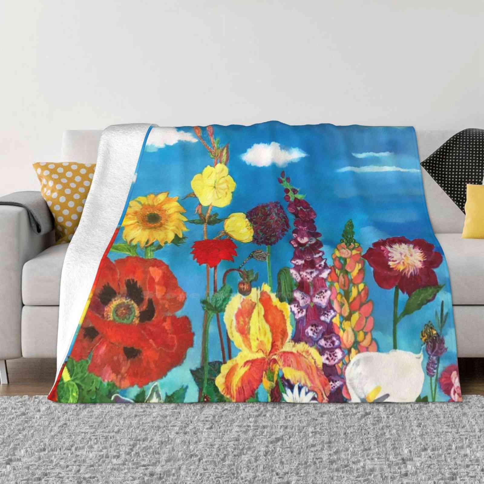 Flower Haven Fashion Soft Warm Flannel Blanket Flowers Colourful Sunflower Poppy Pokers Peony Primrose Passion Flower Johanne 30x40in