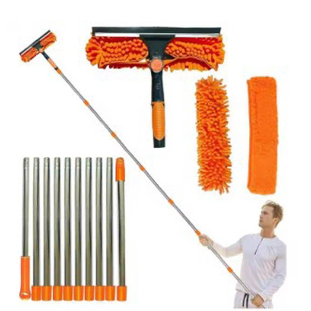 2 In 1 Washing Window Cleaning Squeegee Long Duster Window Wiper Ceiling Duster  Car Glass
