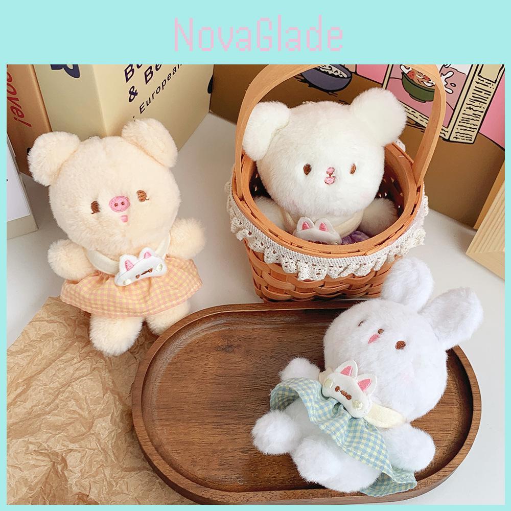 Adorable Cartoon Dress Teddy Bunny Plush Toys For Kids Backpack Keychains