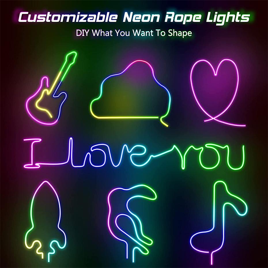 Tuya Smart RGBIC LED Neon Rope Light 10M  5M Dreamcolor WiFi/Bluetooth/Remote Control Flex Chasing Strip Tape 12V Dimmable