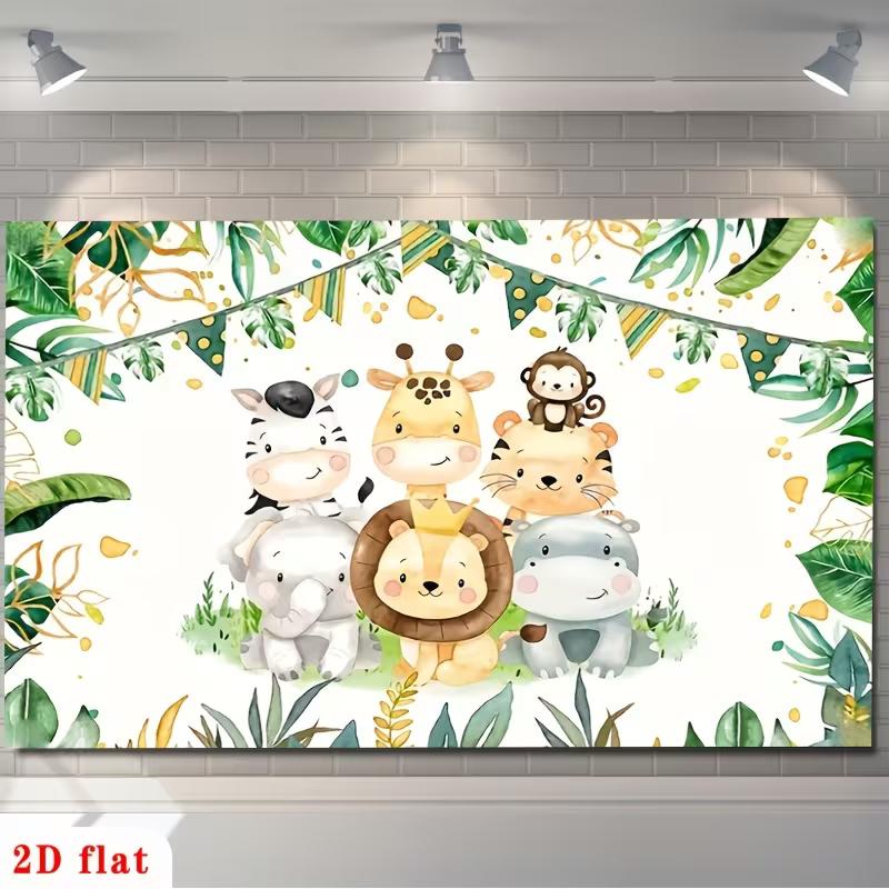 2D Baby Shower Jungle Lion & Zebra Animals Photo Booth Banner