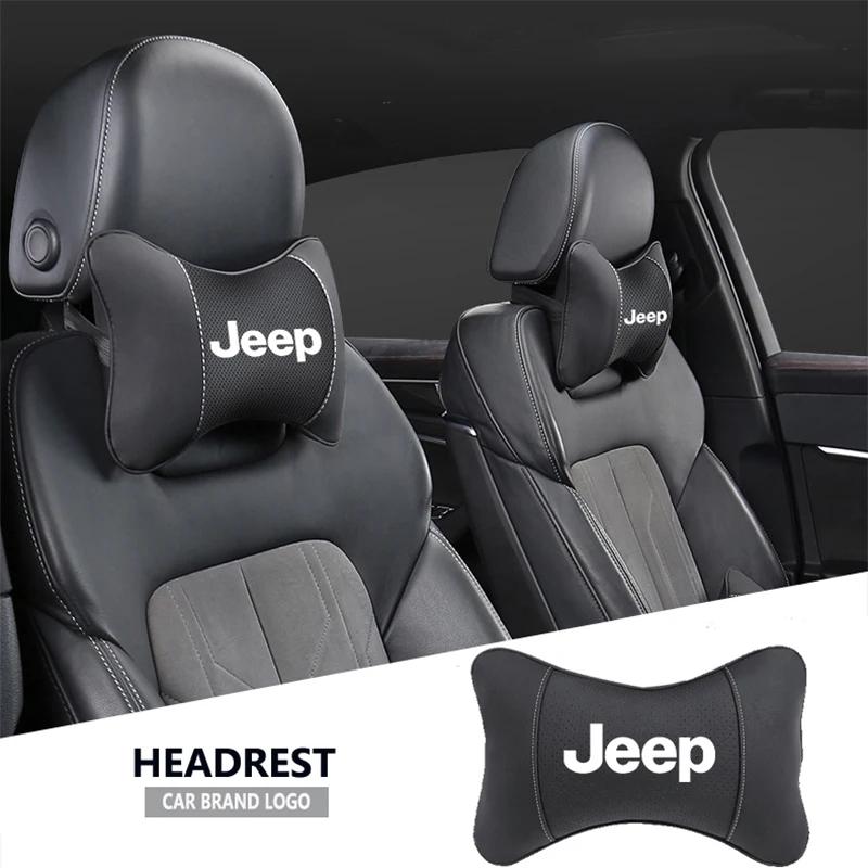For Jeep Grand Cherokee Wrangler JK Gladiator Compass Renegade Car Seat Neck Pillow Leather Headrest Lumbar Waist Support AKN1