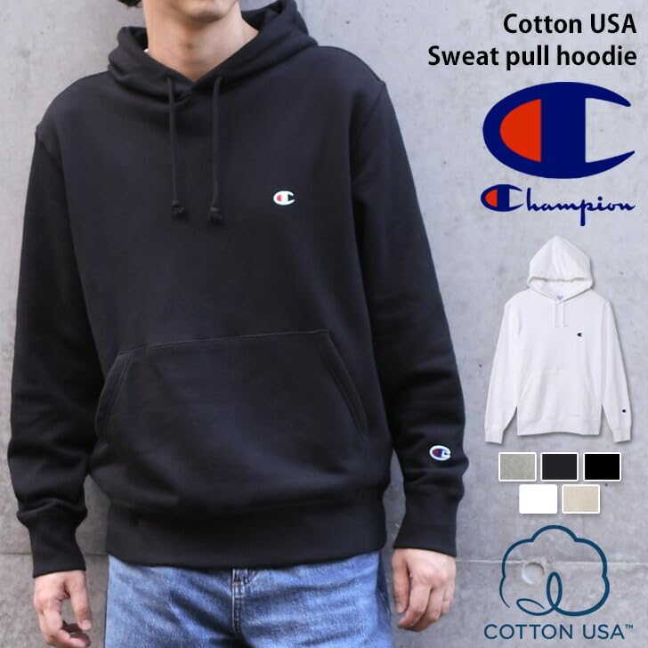 Champion Basic Long Fleece Embroidered Size White Men's Hoodie, Sleeve, Lining, Logo, C3-W101Z,