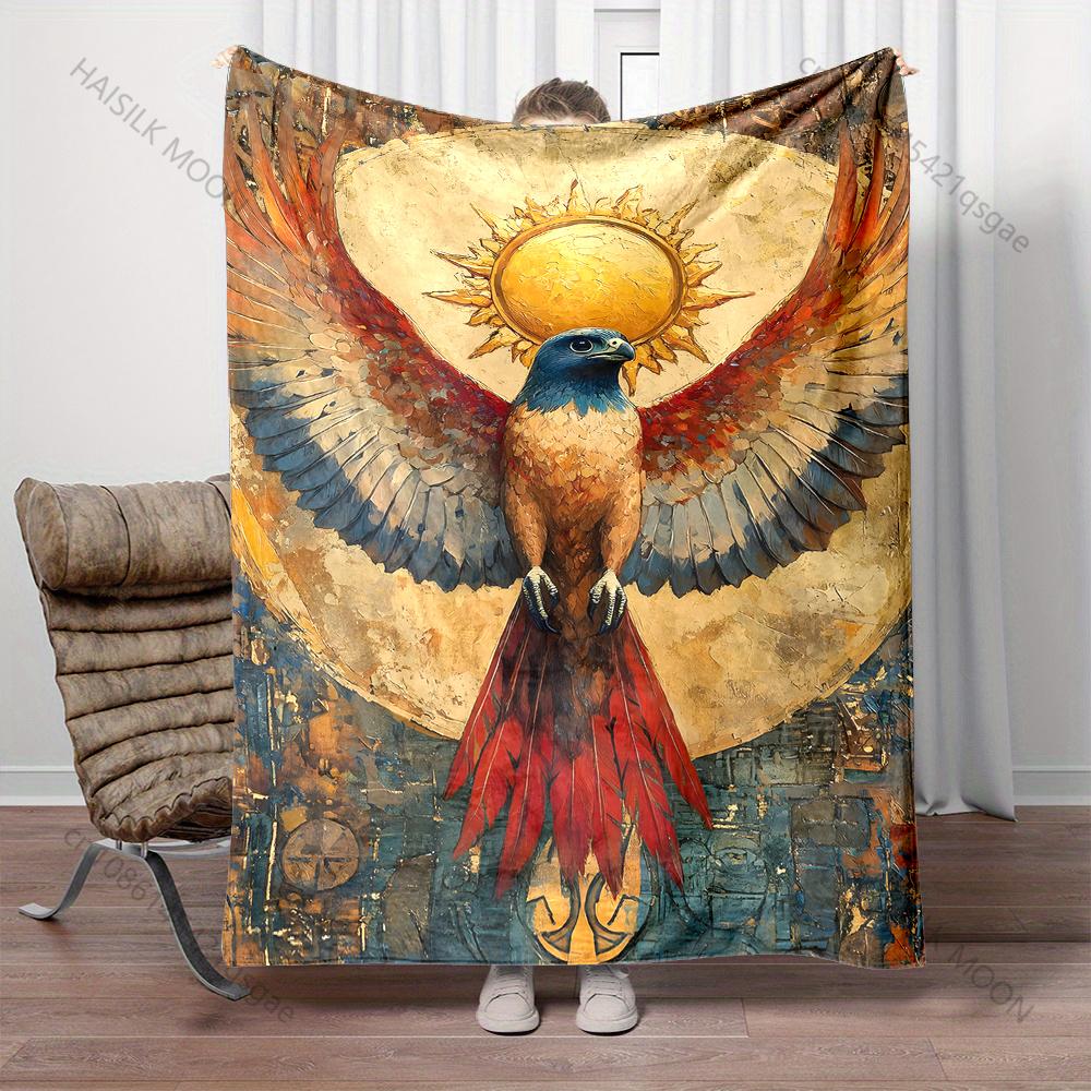 

Eagle soaring with sun backdrop Print Blanket Warm Soft Fluffy Kids and Adult Sofa Bed Throw Blanket for Home Travel Camping 75x90cm