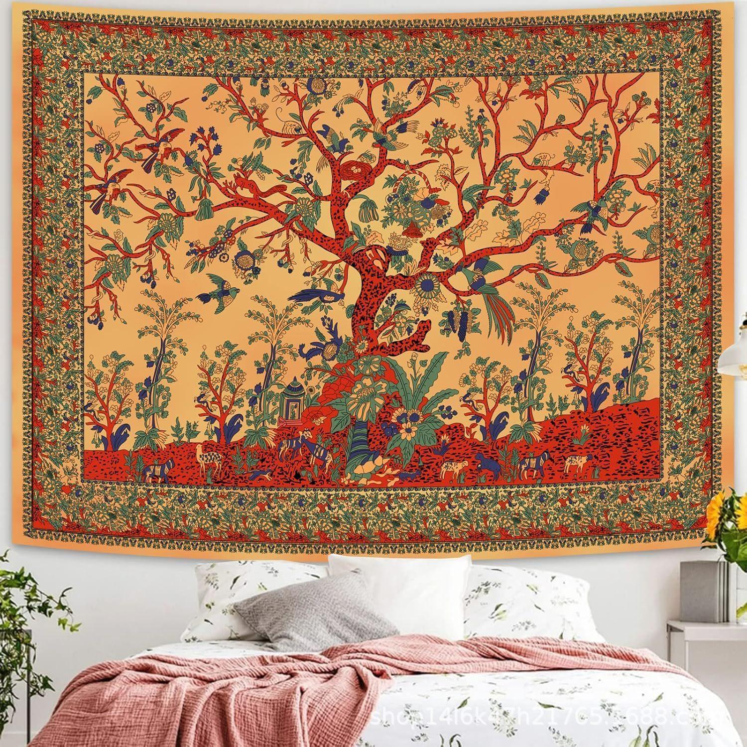 

Tree of Life Hanging Background Cloth, Aesthetic Jungle Hanging Cloth, Indian Mandala Tapestry, Wall Hanging, Hippie Tie Stained Bohemian Wall Cloth 95 * 73cm