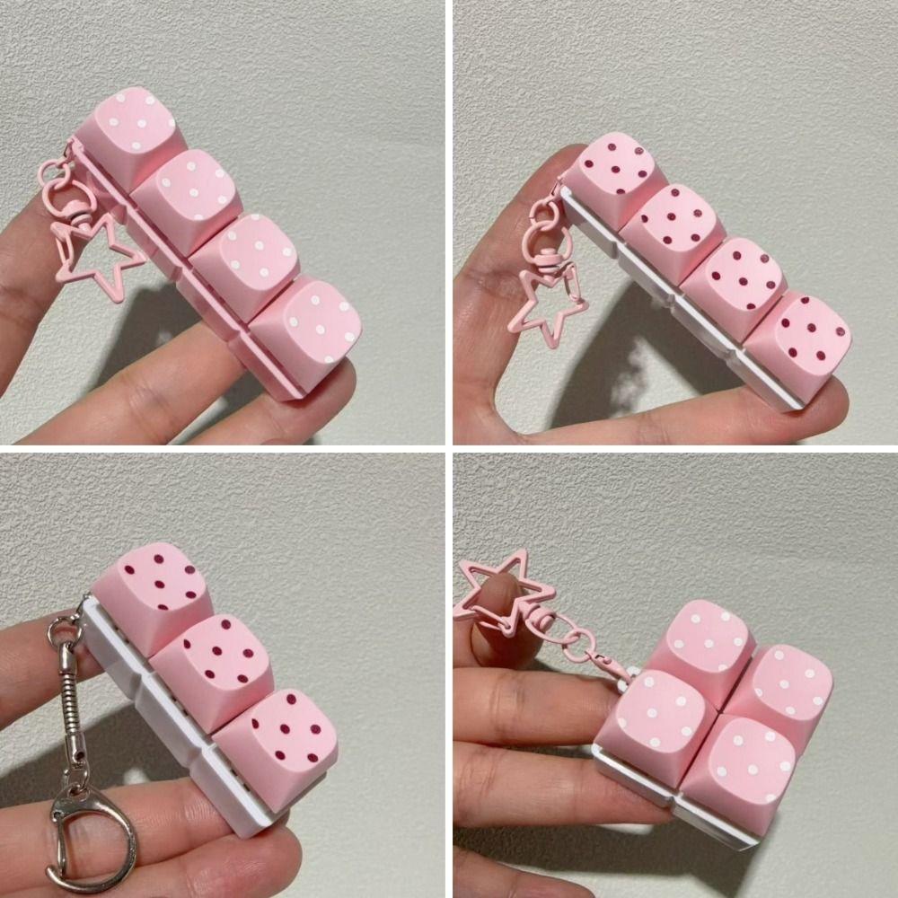 Polka Dot Pattern Fidget Keychain 3/4/6/9 Keys Bag Pendants New Keycap Fidget Toy  for Adult Kid