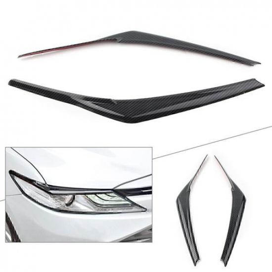 Headlight Lamp Eyebrow Decor Trim Cover For Toyota Camry SE XSE Black 2018-2024