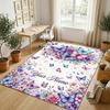 Butterfly Theme Crystal Velvet Rug Personalized Custom Name Text Soft Floor Mat Home Decor