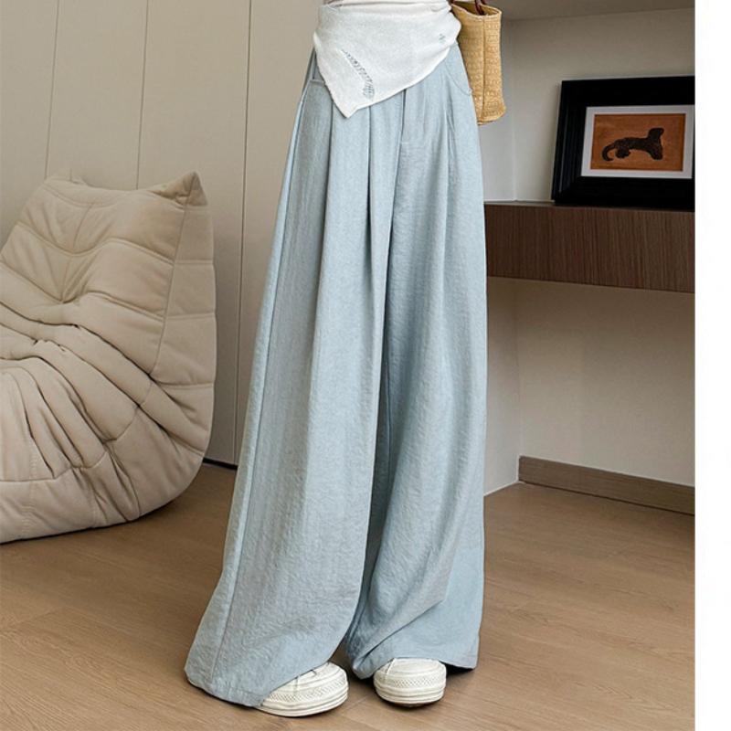 

Белые брюки-костюм Фу из молочного шелка для женщин на лето, новые, свободного кроя, драпирующиеся, повседневные, прямые, с высокой посадкой, широкие брюки Ямамото XL