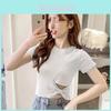 T-shirt alla moda da donna, estiva, oversize, tinta unita, traforata, top casual
