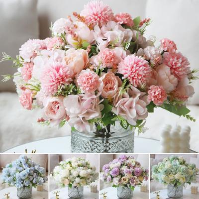 Artificial Flowers Fake Peonies Bouquet Mixed Faux Silk Flowers Artificial Blooms Bunch