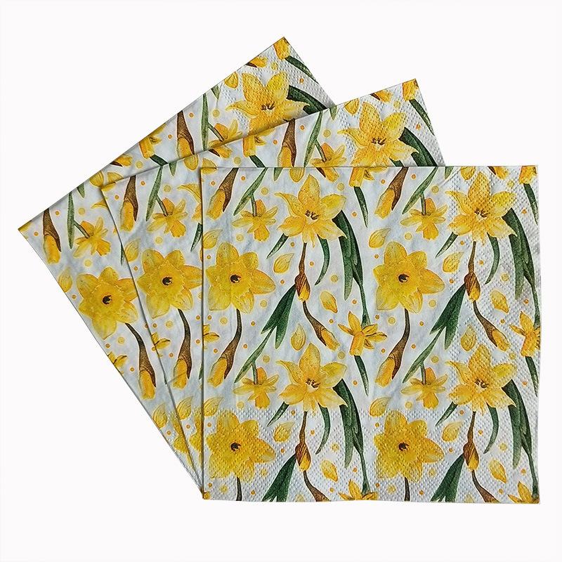 20pcs/Pac 33*33cm 2-Ply Disposable Party Napkin Floral Pattern