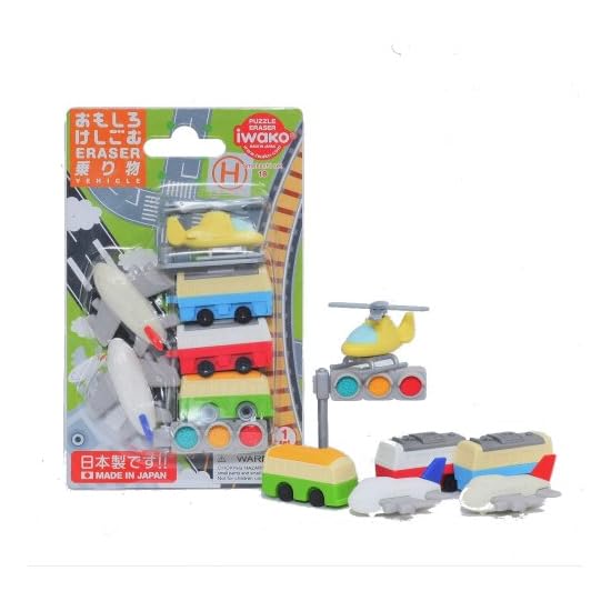 IWAKO Eraser Vehicles 10-Piece Blister Pack SCERBRI021