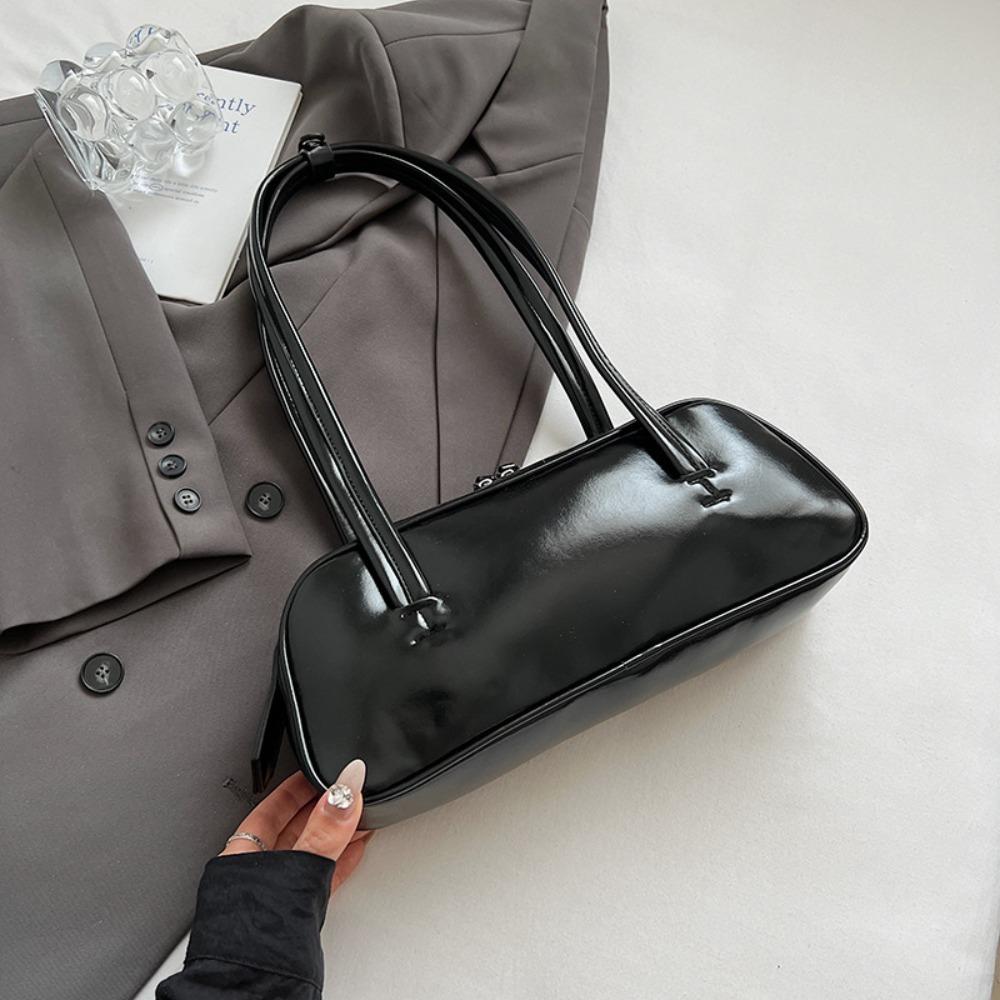 

Сумка для боулинга в французском стиле из искусственной кожи, большой вместимости, женская, модная, сумка-бостон через плечо, сумка подмышку чёрный