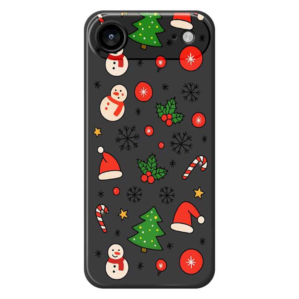 

For iPhone 17 Air Case Christmas Elements Pattern Printing Straight Edge TPU Phone Back Cover Black