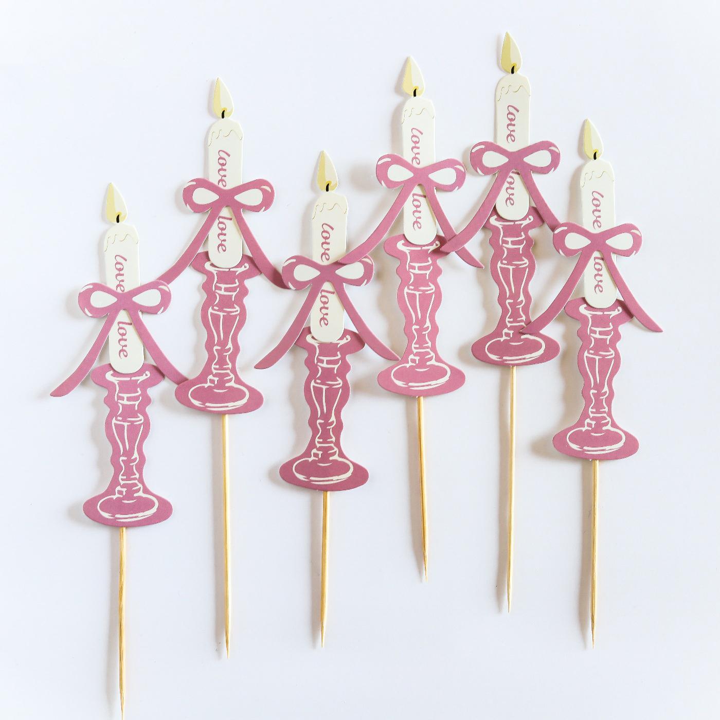 

6 шт./набор Бумажные свечи для торта на день рождения, топперы для тортов, украшение для кексов, десертные свечи для торта на день рождения, топперы для тортов, подарки