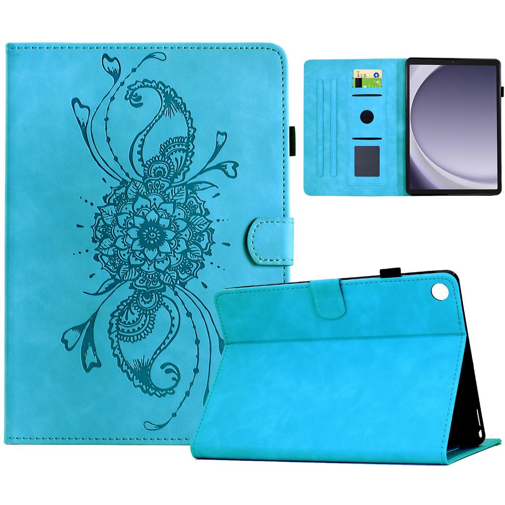 For Samsung Galaxy Tab A9 Case Mandala Imprinted Leather Tablet Cover with Card Slots