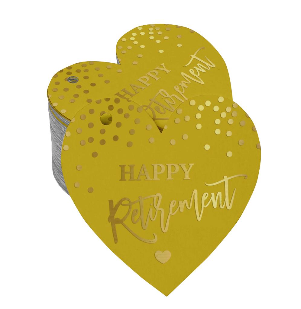 Inkdotpot Silver Foil Paper Hang Tag Happy Retirement Favor Tag 100 Pieces
