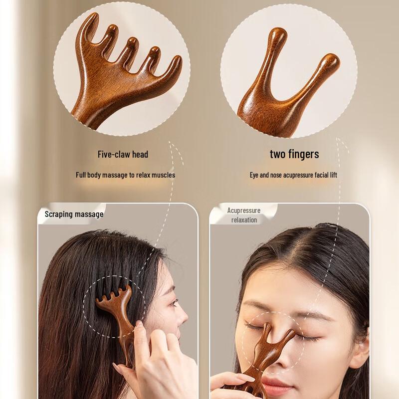 Sandalwood Five-Claw Scalp Massager
