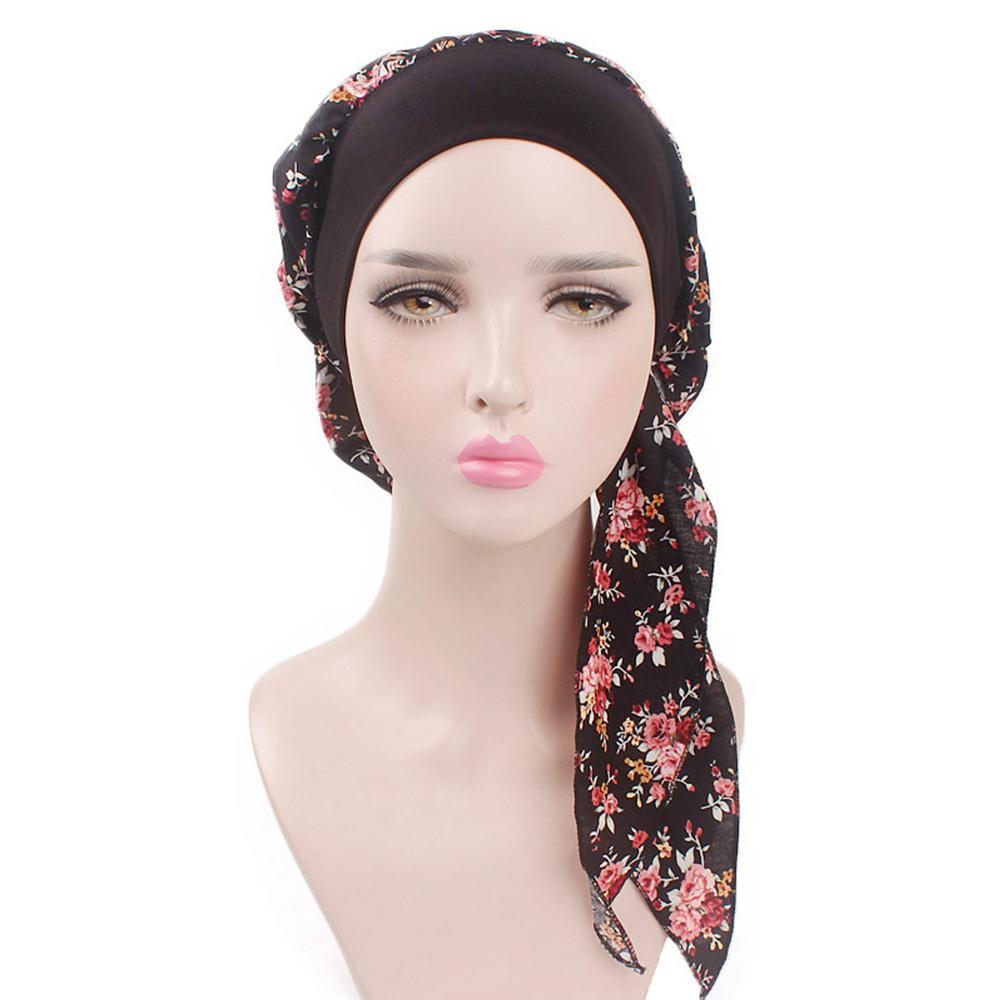 Adjustable Pre-Tied Printed Headwear Chemo Pirate Cap Hair Loss Hat Cancer Head Scarf Muslim Turban